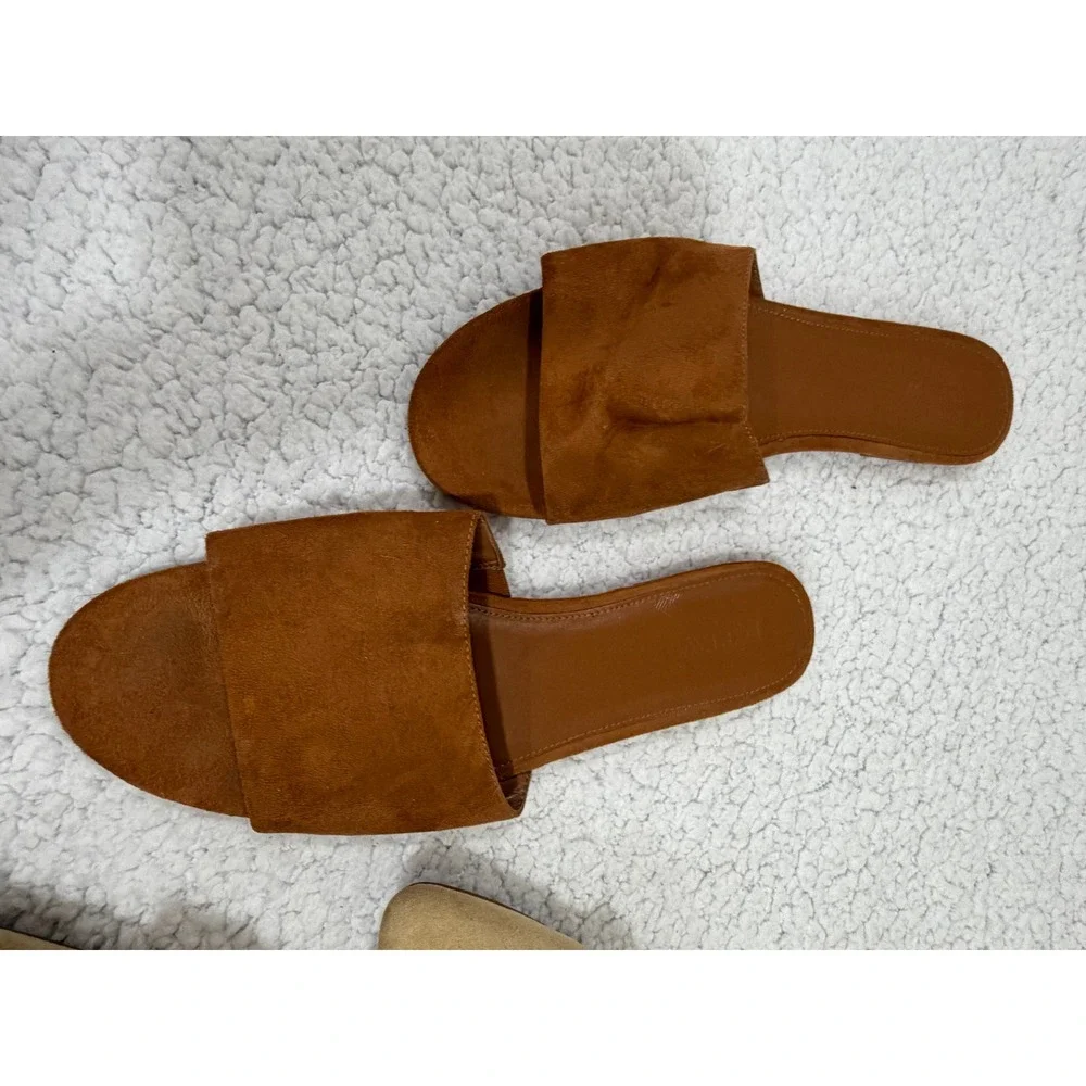 J.Crew Womens 12 Tan Brown Suede Bow Pointed Mule Slide 2 Pair Bundle Boho